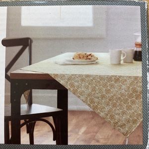 Threshold Beige 50 x 50 table throw with Tassles